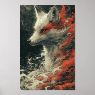 Ghost Fox Miyazaki Hayao Style Hand-drawn Poster