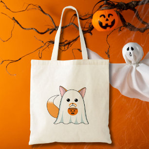 Ghost Fox Out for Halloween Tote Bag