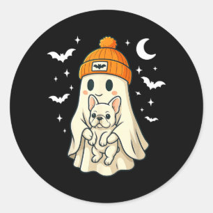 Ghost French Bulldog Toy Bulldog Lover Halloween Classic Round Sticker