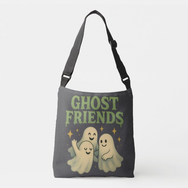 Ghost Friends - Grey  Crossbody Bag (Front)