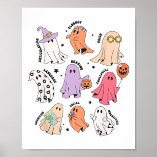 Ghost Friends Halloween Costume Aac Slp Squad Spee Poster