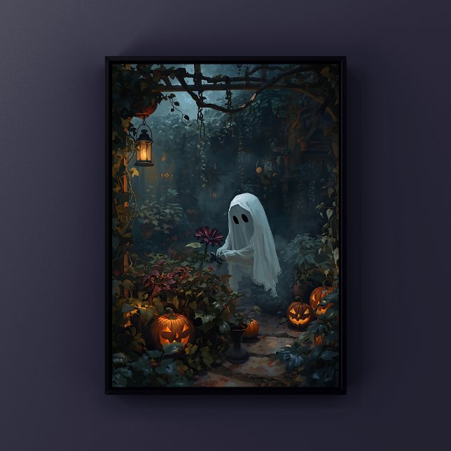Ghost Gardener Dark Garden Cozy Halloween Poster (Spooky Ghost Gardener Enchanted Halloween Garden Wall Art)
