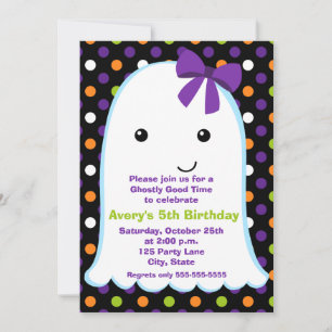 Ghost Girl Halloween Kids Halloween Birthday Invitation