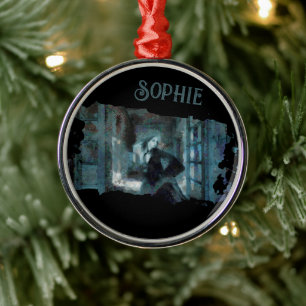 Ghost Girl in Blue – Haunting Surreal Art Metal Ornament