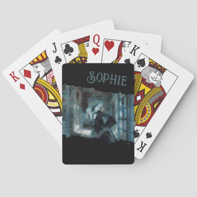 Ghost Girl in Blue – Haunting Surreal Art Playing Cards (Back)