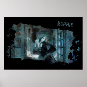 Ghost Girl in Blue – Haunting Surreal Art Poster