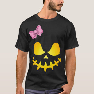 Ghost Girl With Bow Smile Halloween Trick Or Treat T-Shirt