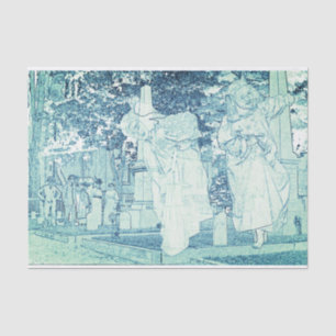 Ghost Girls Escaping Cemetery vintage Art Photo Tissue Paper
