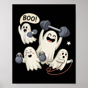 Ghost Gym Halloween Workout Fitness Weightlifting Poster