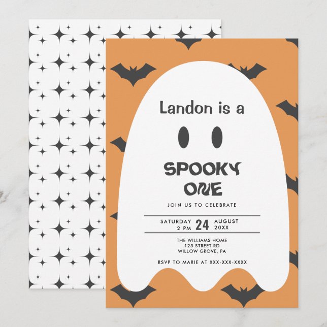 Ghost Halloween 1ST Birthday  Invitation (Front/Back)