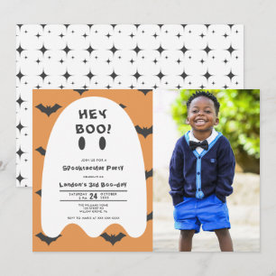 Ghost Halloween Any Year Photo Birthday   Invitation