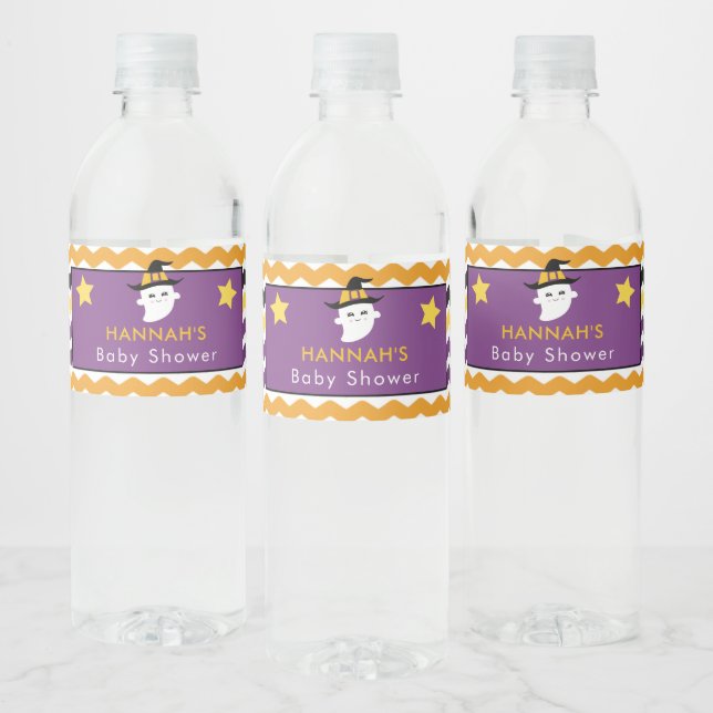 Ghost Halloween Baby Shower Water Bottle Label (Bottles)