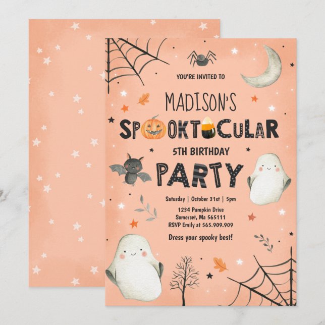 Ghost Halloween Birthday Party Spooktacular Party Invitation (Front/Back)