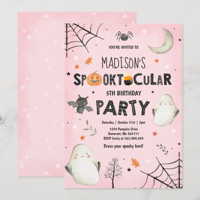 Ghost Halloween Birthday Party Spooktacular Party Invitation (Front/Back)