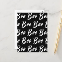 Ghost Halloween Black and White boo text pattern