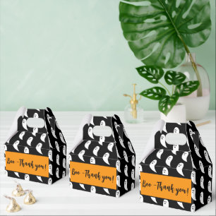 Ghost Halloween black white cute Custom name Favor Box