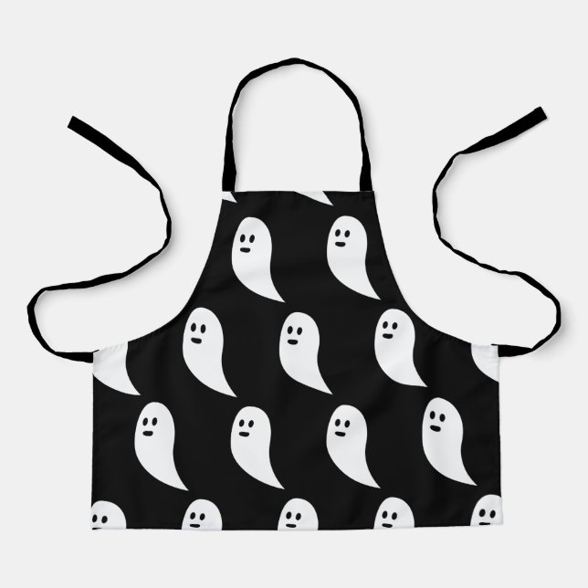 Ghost Halloween black white cute pattern Apron (Front)