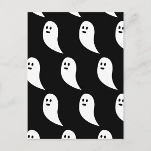 Ghost Halloween black white cute pattern Postcard