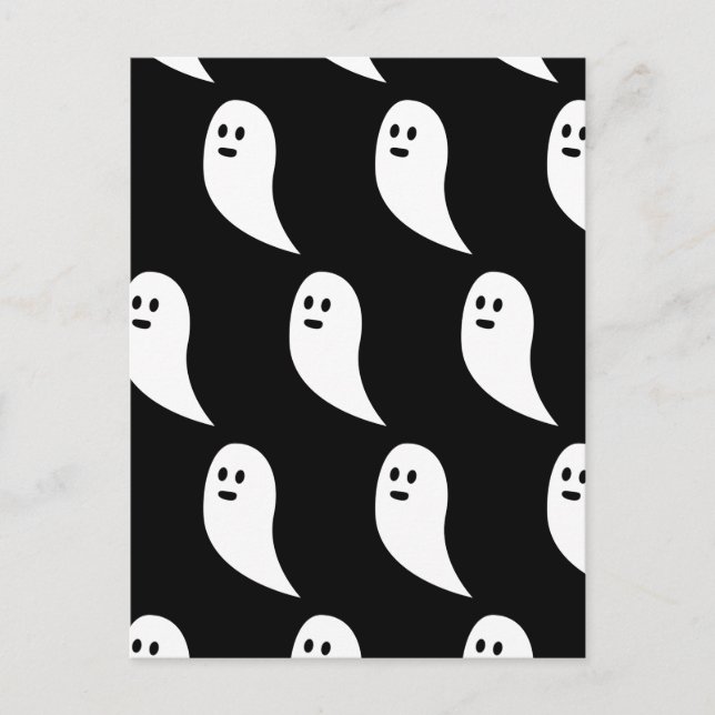 Ghost Halloween black white cute pattern Postcard (Front)