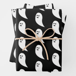 Ghost Halloween black white cute pattern Wrapping Paper Sheet