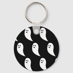 Ghost Halloween black white cute pattern Your name Keychain