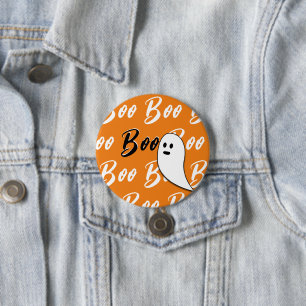 Ghost Halloween black white orange boo 3 Inch Round Button