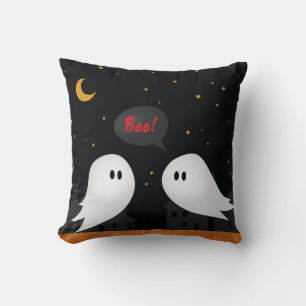 Ghost halloween boo spooky cartoon throw pillow