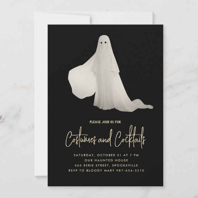 Ghost Halloween Cocktails Fête Invitation (Devant)