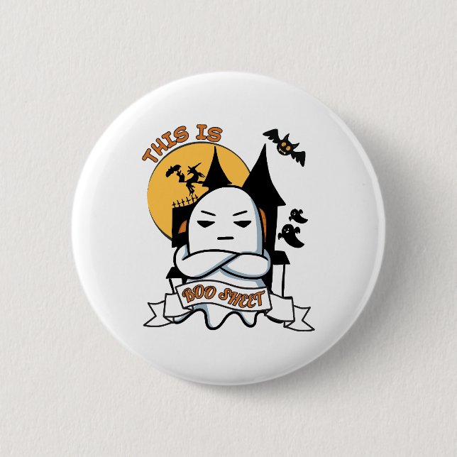 Ghost Halloween Costume Funny Boo 2 Inch Round Button (Front)