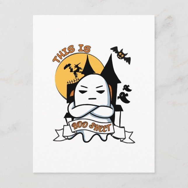 Ghost Halloween Costume Funny Boo Enclosure Card (Front)