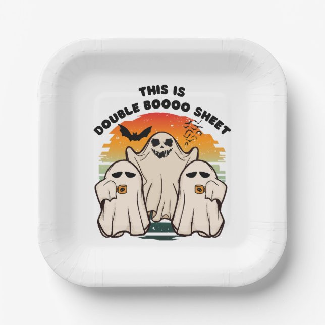 Ghost Halloween Costume Funny Boo Paper Plate (Front)