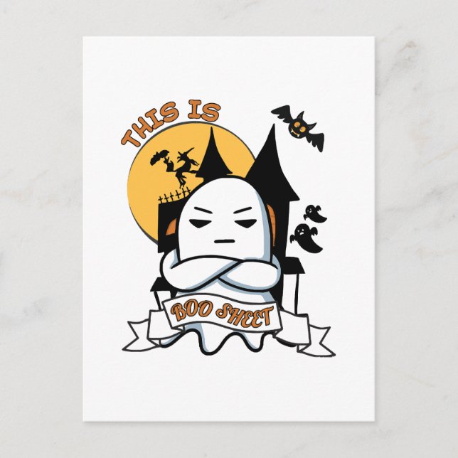 Ghost Halloween Costume Funny Boo Postcard (Front)