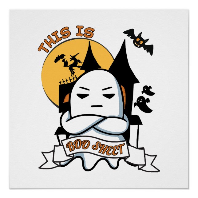 Ghost Halloween Costume Funny Boo Poster (Front)