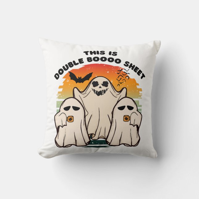 Ghost Halloween Costume Funny Boo Throw Pillow (Front)