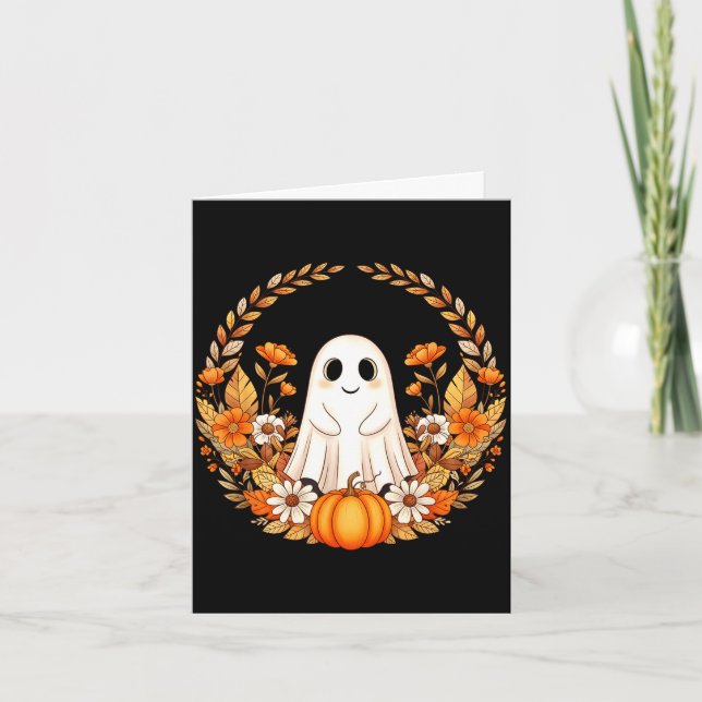 Ghost halloween floral  card (Front)
