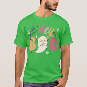 Ghost Halloween Hey Boo Trendy Halloween T-Shirt