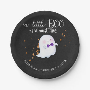 Ghost Halloween Little Boo Boy Baby Shower Paper Plate