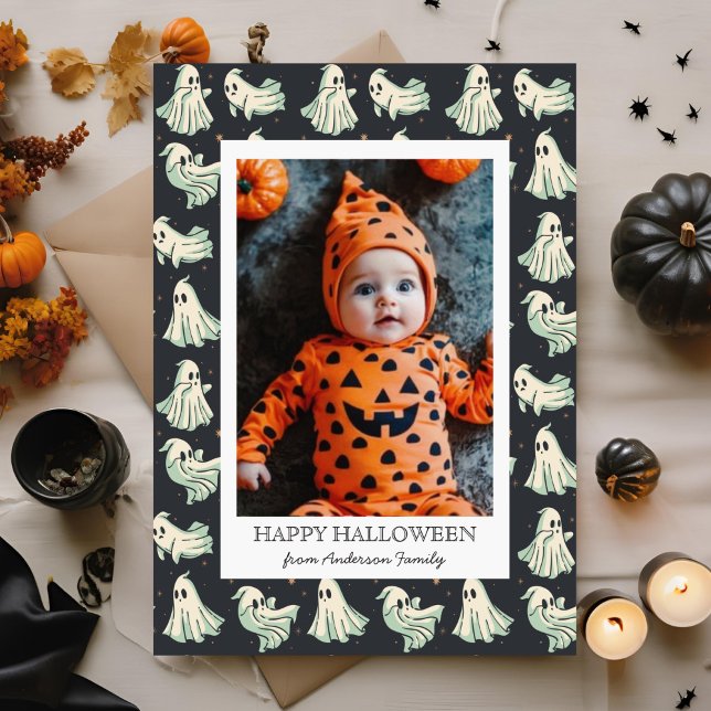 Ghost Halloween My first Boo baby  Holiday Card (Creator Uploaded)
