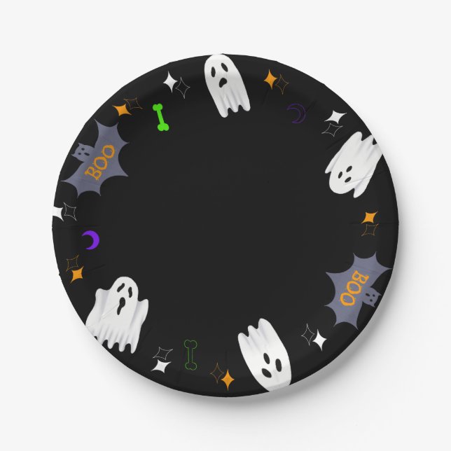 Ghost Halloween Paper Plate (Front)