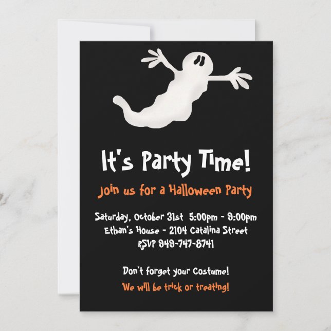 Ghost Halloween Party Invitations (Front)