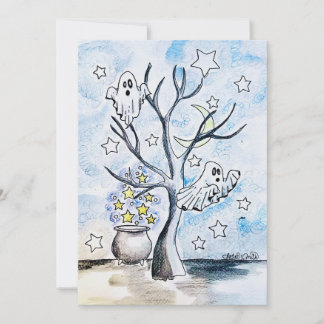 Ghost Halloween Print Holiday Card