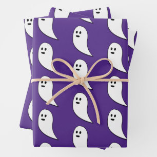 Ghost Halloween purple white cute pattern Wrapping Paper Sheet