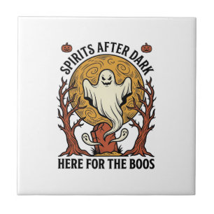 Ghost Halloween Shirt Vintage Engraving Spooky Par Tile