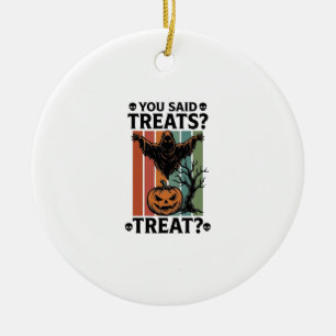 Ghost Halloween Shirt with Spooky Treat Pun and Pu Ceramic Ornament