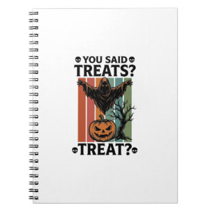 Ghost Halloween Shirt with Spooky Treat Pun and Pu Notebook