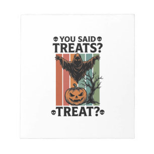 Ghost Halloween Shirt with Spooky Treat Pun and Pu Notepad