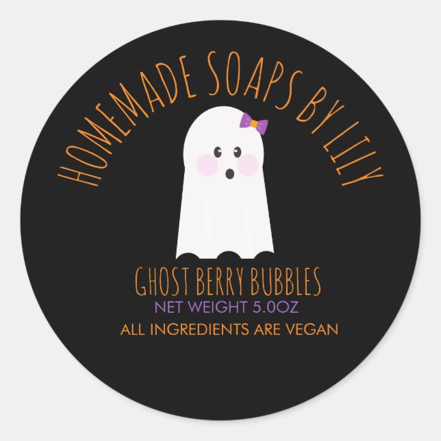  Ghost Halloween Soap Homemade Business  Classic Round Sticker (Front)