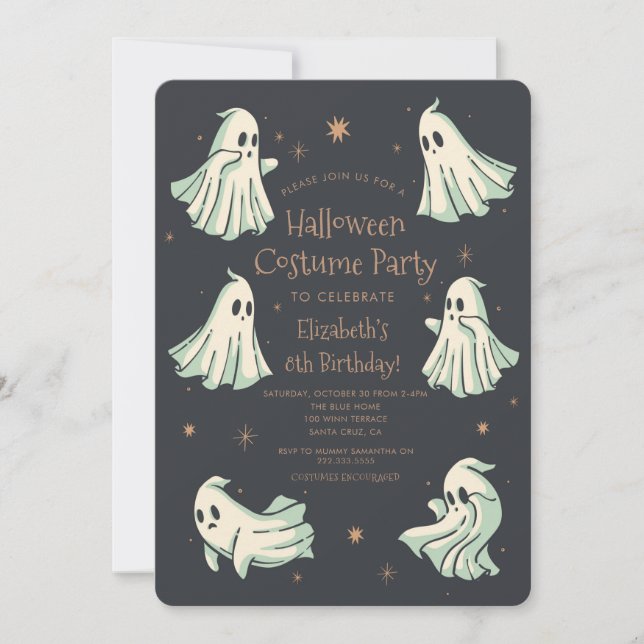 Ghost Halloween Spooktacular Costum Birthday Party Invitation (Front)