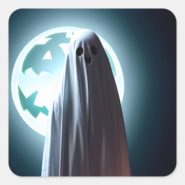 Ghost halloween square sticker (Front)