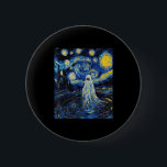 Ghost Halloween - Van Gogh Style - Starry Night  2 Inch Round Button<br><div class="desc">Ghost Halloween - Van Gogh Style - Starry Night</div>